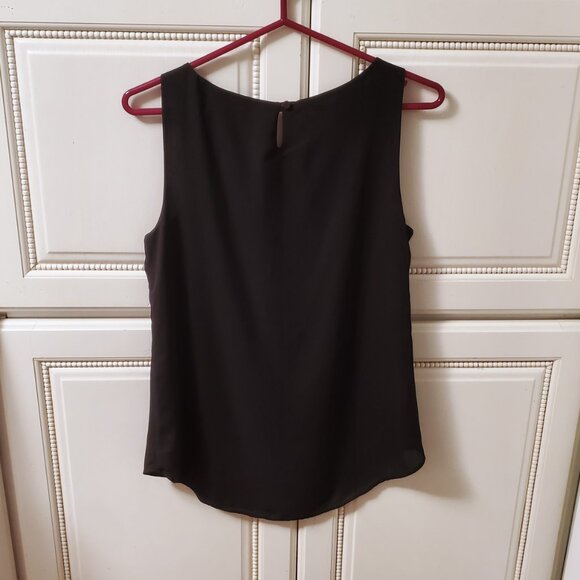 Sexy Black Sleeveless Blouse with Strappy Front Cut-Out by Le Chateau - Picture 3 of 5